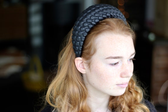 Black Leather Glamour Headpiece Black 