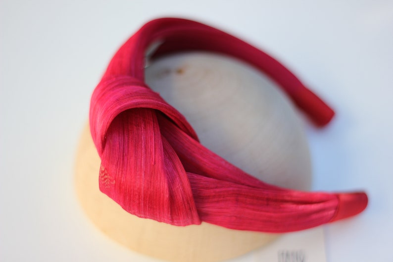 Red Silk Headband, Knot Headband, Turban Headband, Wrap Headband, Red Abaca Silk Turban, Knot Headwrap, Boho Style, Adult Headband, Hair image 4