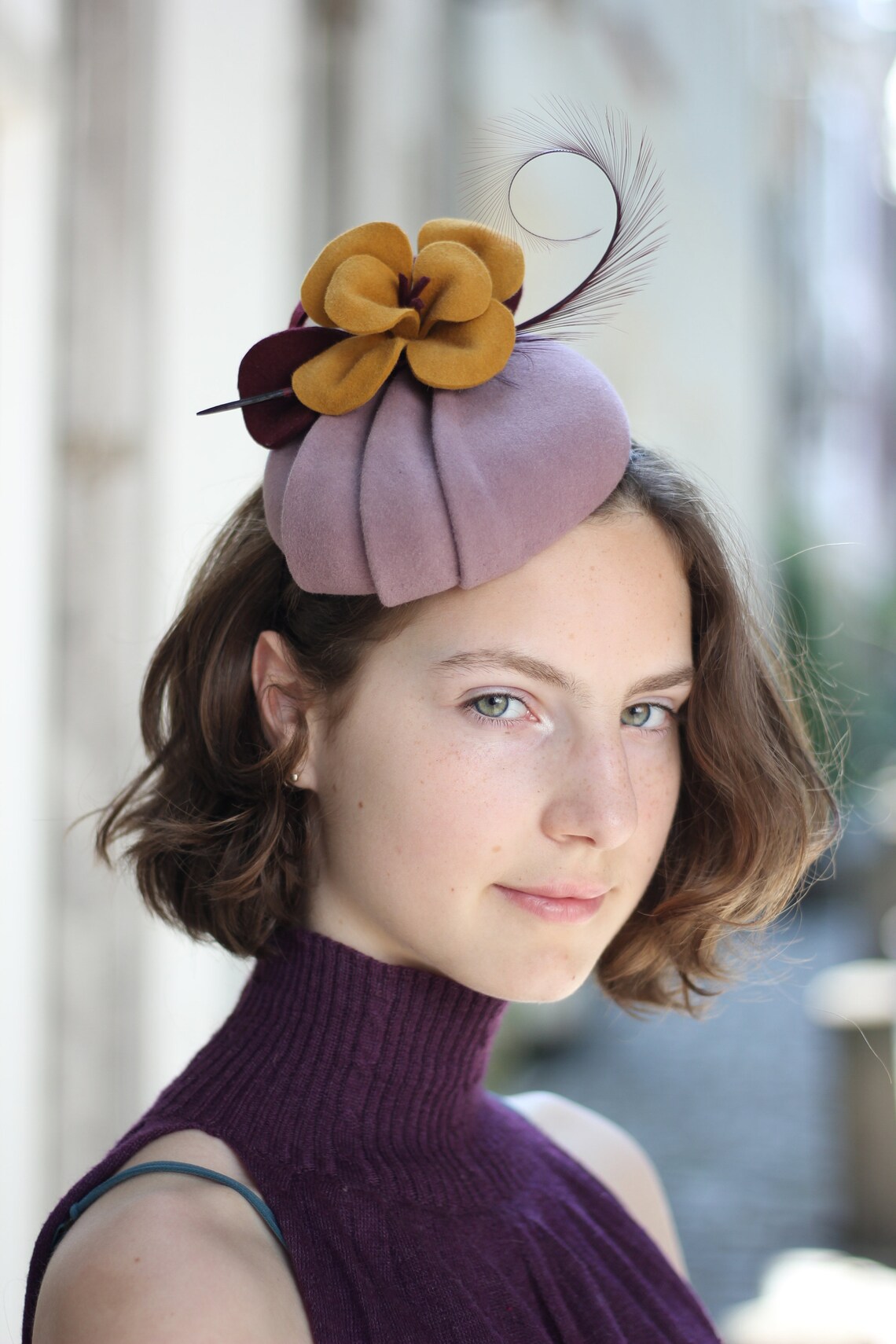 Lilac Orchid Pillbox Hat Purple Wedding Hat Cocktail Hat Etsy