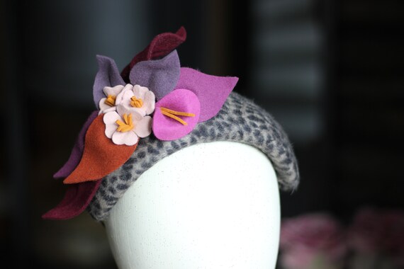 Brown felt oversized rose headband Felt Flower Large Rose Headband for Newborns, Toddlers and  main image 4