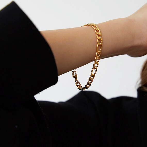 Link Chain Gold Bracelet Sterling 