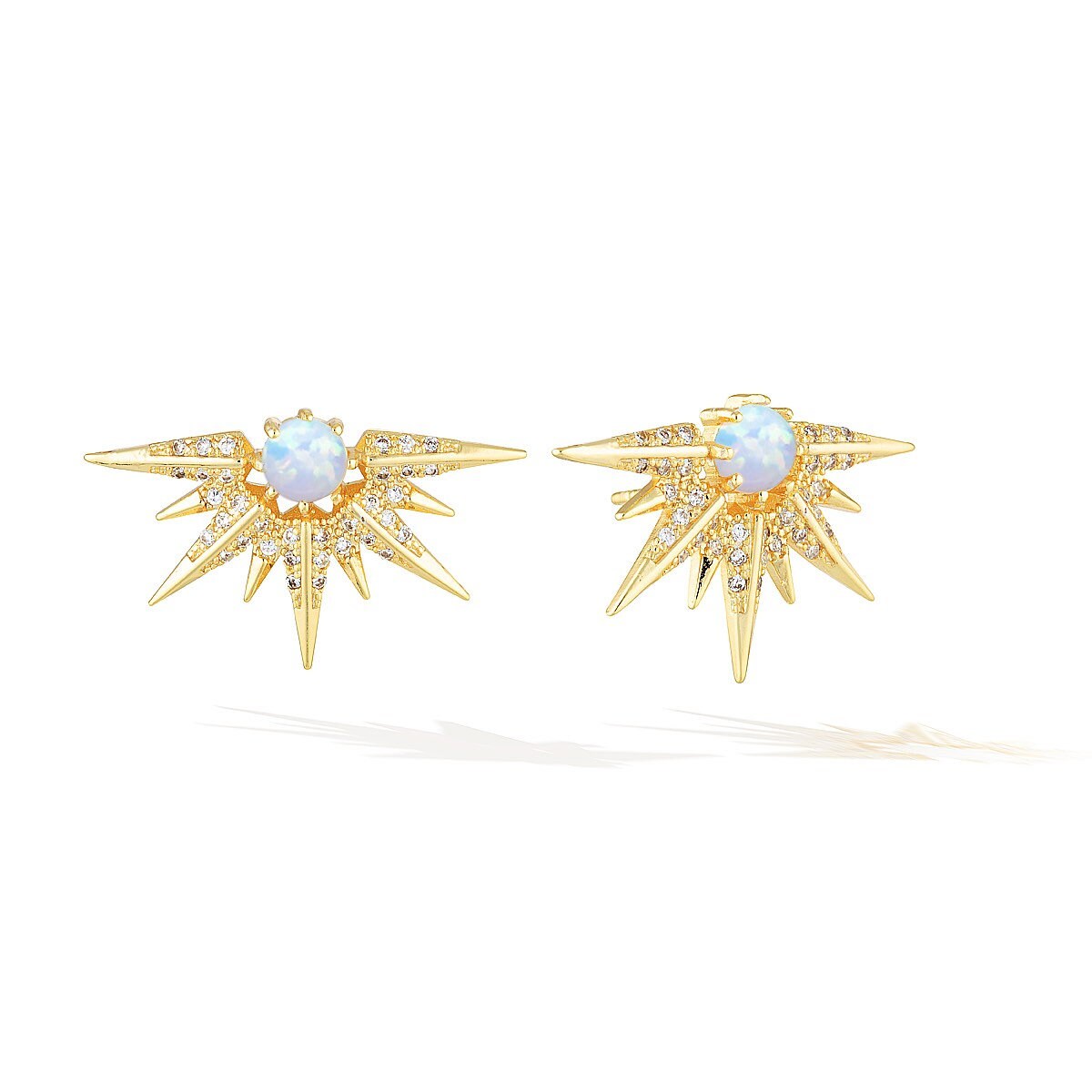 18K Vermeil Sterling Silver Opal Starburst Earrings Studs - Etsy Australia