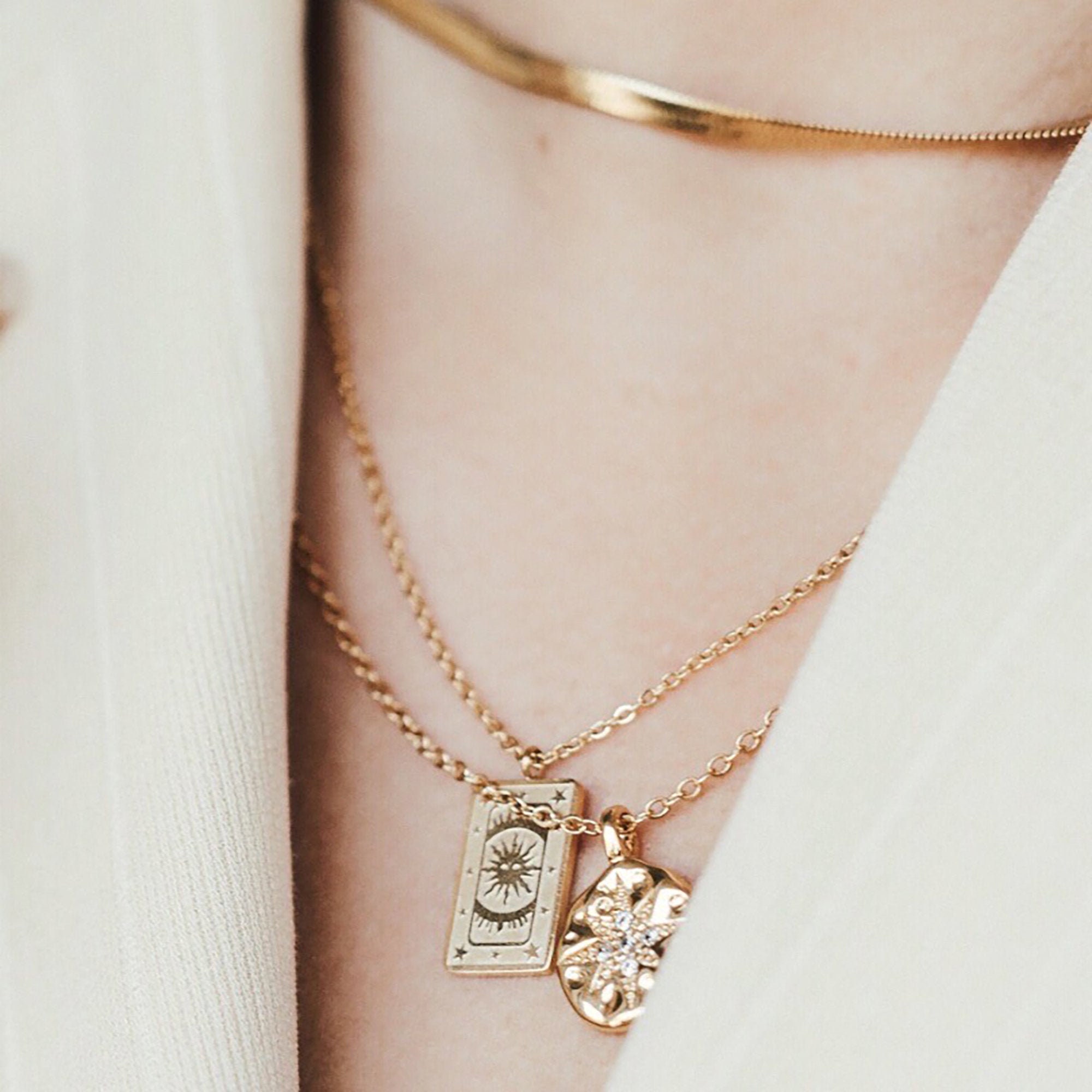 Tarot Card 14K Gold Vermeil Necklace 