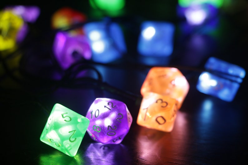 Color Spray Polyhedral Dice String Lights Battery Powered - Etsy UK