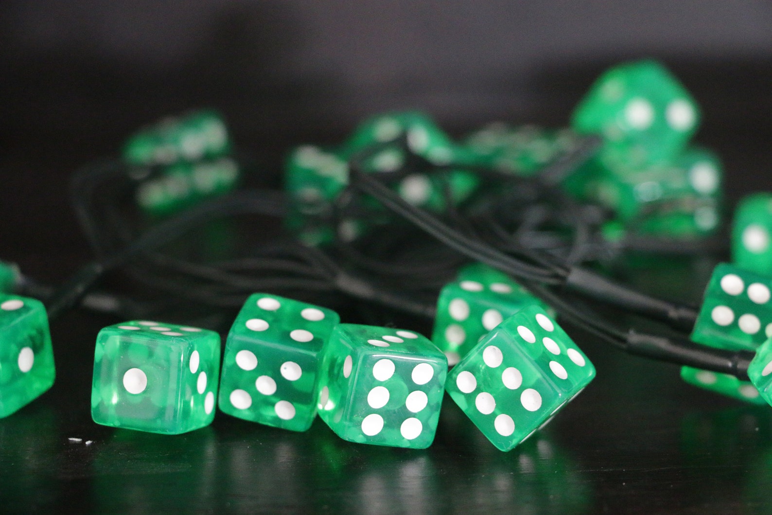 Green D6 Dice String Lights Etsy