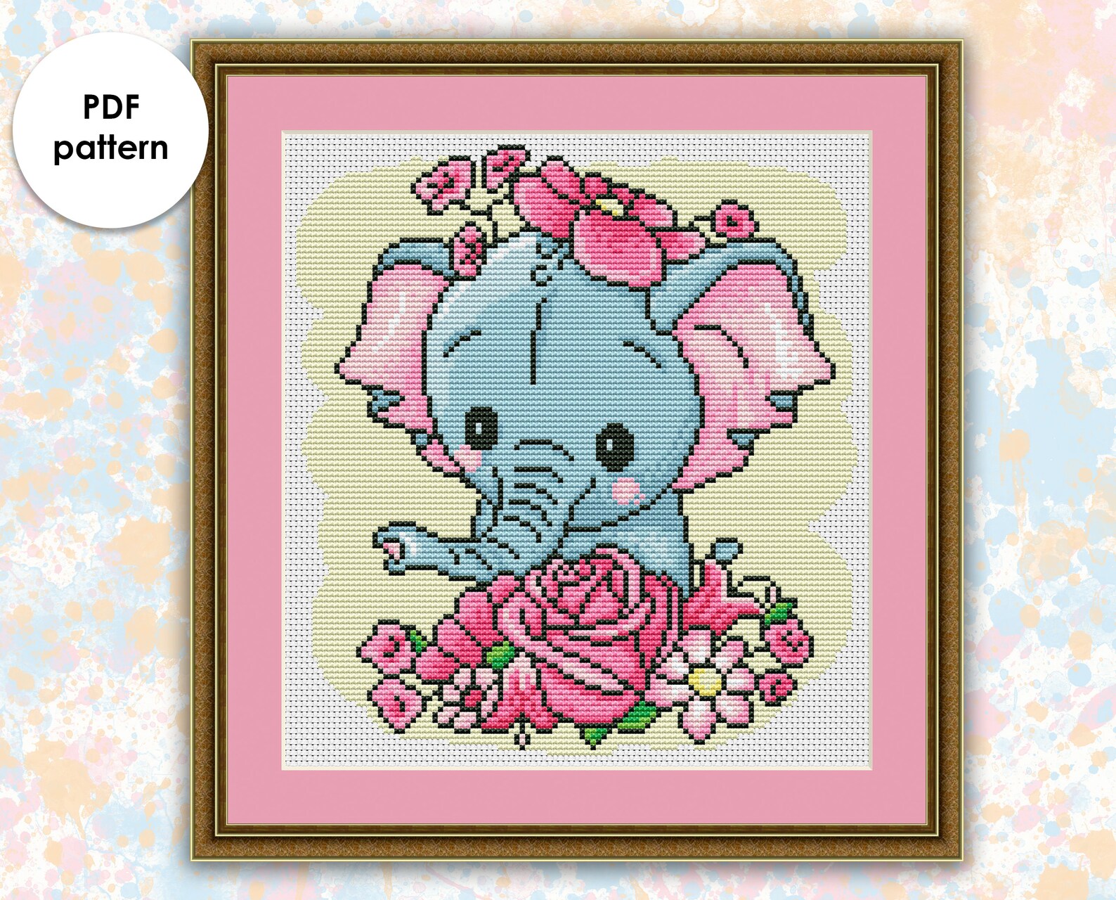 AN009 Elephant Modern Cross Stitch Pattern in Pdf. Animals Etsy
