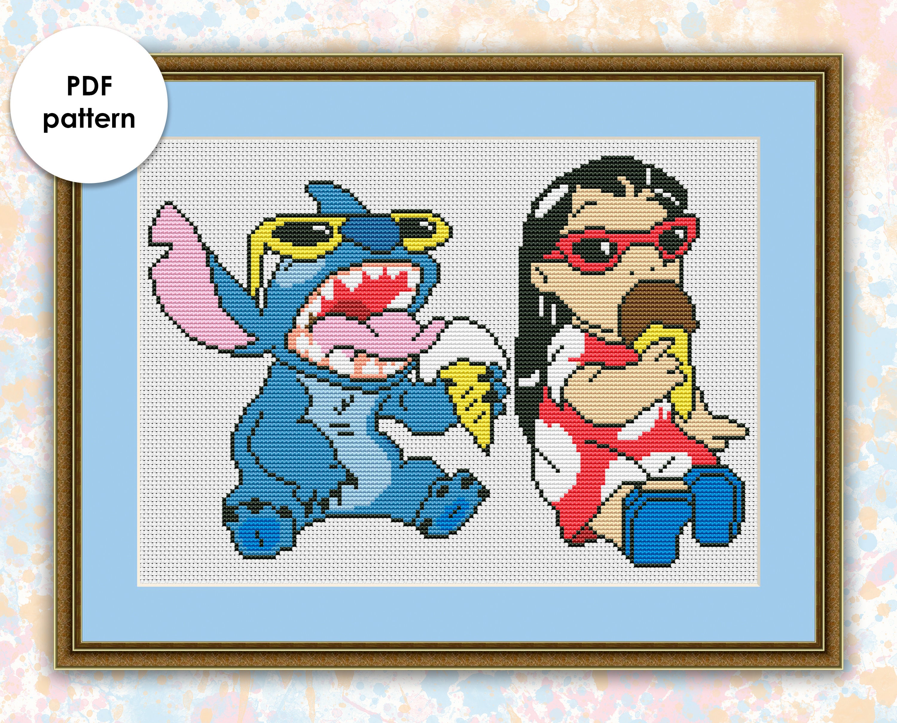 Disney cross stitch pattern DO013 Lilo and Stitch. Etsy