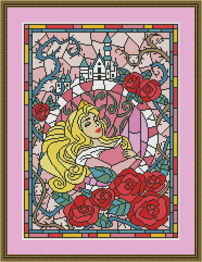 Disney cross stitch pattern SG038 Aurora Sleeping Etsy