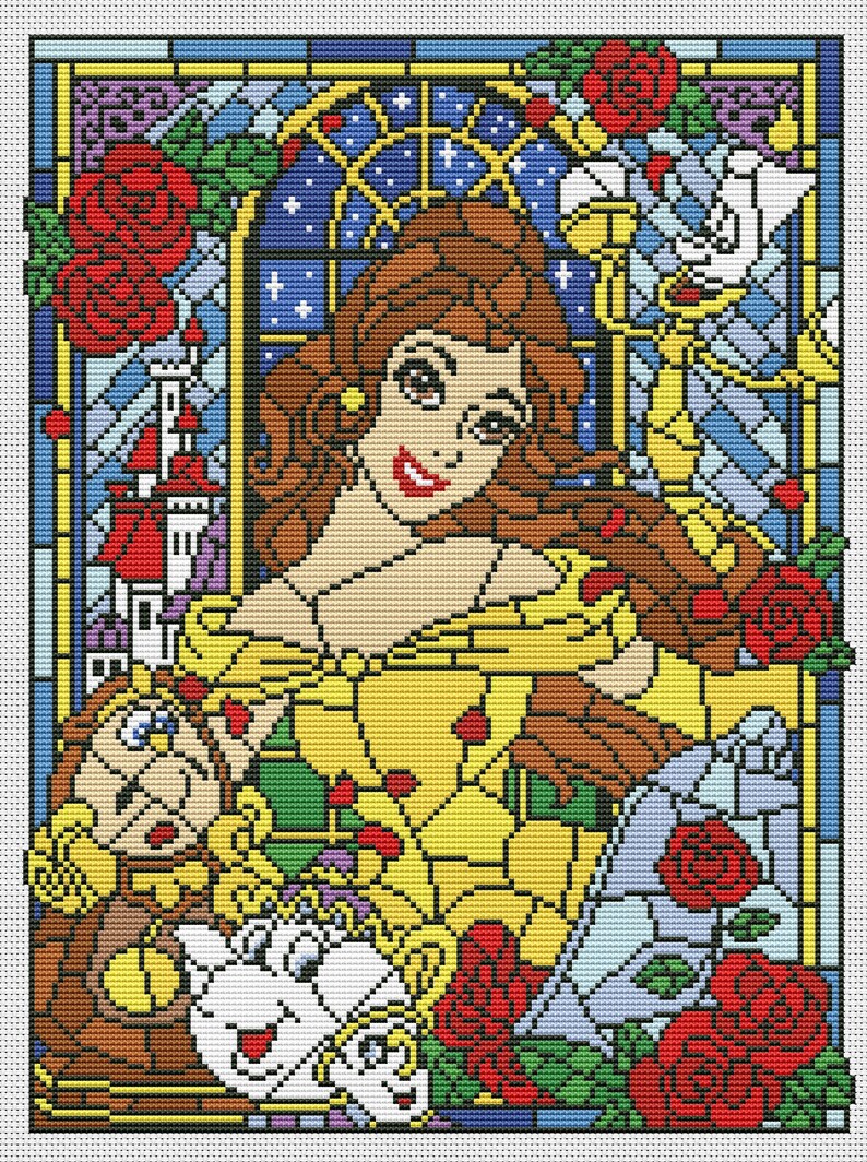 Disney cross stitch pattern SG049 Belle in pdf. Etsy