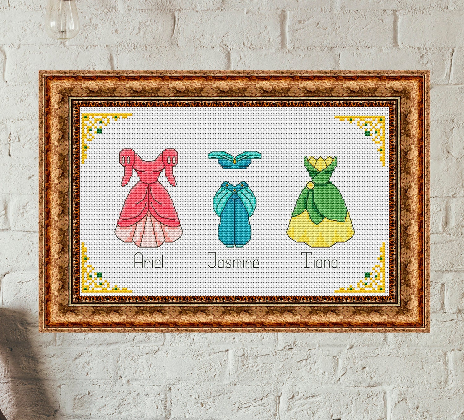 Disney cross stitch pattern Disney princess dress cross stitch Etsy