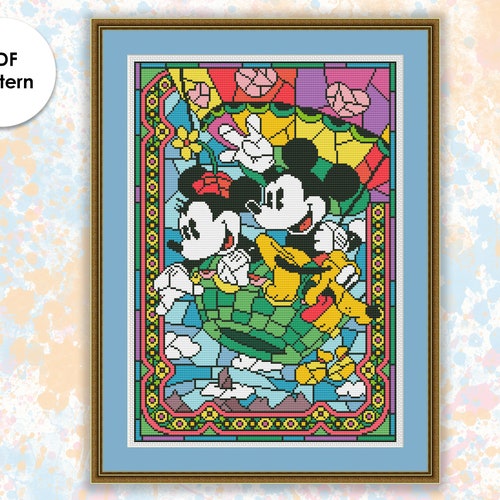Paper version or PDF files. Abstract Mickey Mouse Cross Stitch Pattern Paper version or PDF files. Abstract Mickey Mouse Cross Stitch Pattern
