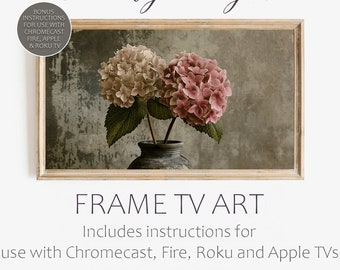 Samsung Frame TV Art, Hydrangea in a vase, Flower Art, Warm Tone flowers, Digital Art for Smart TV. Turn that black box on the wall into ART