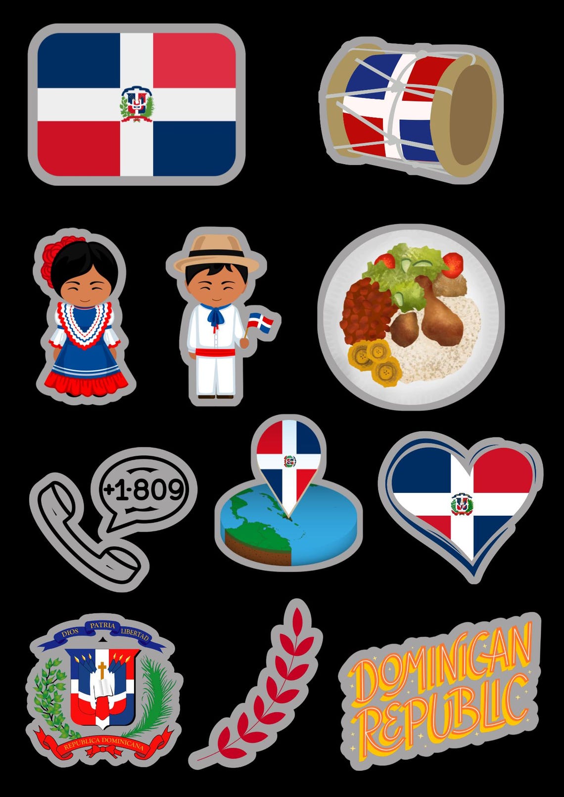 Dominican Republic Digital Stickers Printable - Etsy