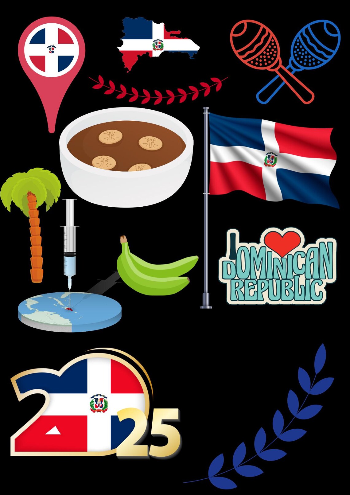 Dominican Republic Digital Stickers Printable - Etsy