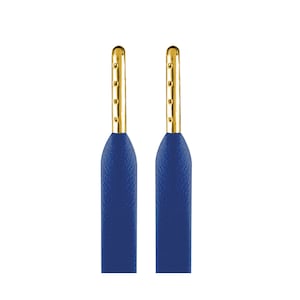 Blue Shoelaces Made From Eco Leather With Matte Finish & Gold tips - Durable, Luxurious, Stylish Shoe Accessory, Great Fashion Gift Idea