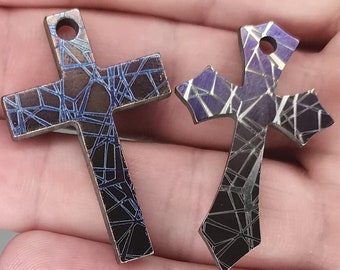 Custom Laser Engraved Titanium Cross, Hypoallergic Christian Custom Accessory, Necklace or Keychain