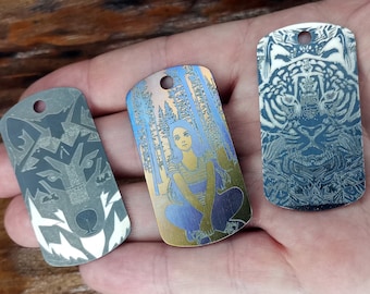 Custom Engraved Titanium Tag: Military, Pet, Medical Alert