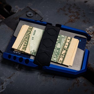 Navy Design EDC Minimalistischer Geldbeutel von CALTI, RFID-Schutz, Herren Portemonnaie, Visitenkartenhalter, Vordertasche, Taktisches Portemonnaie