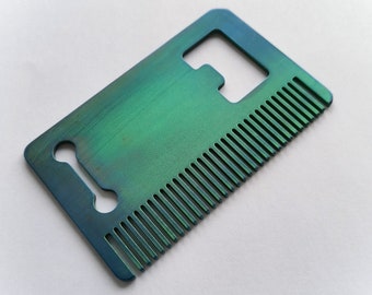 Anodized Titanium Beard Comb, Calti EDC Card Tool