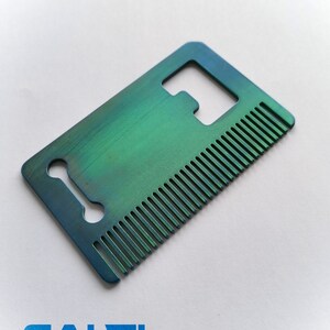 Pente de barba de tamanho de cartão personalizado de titânio da Calti, ferramenta edc, ferramenta tática, edc, transporte diário, edc de titânio, edc tático, pente de barba, pente