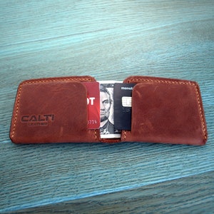 Carteira dupla de couro, carteira fina, carteira minimalista, carteira edc, porta-cartão, carteira masculina, carteira de couro masculina, presente masculino, porta-cartões de couro