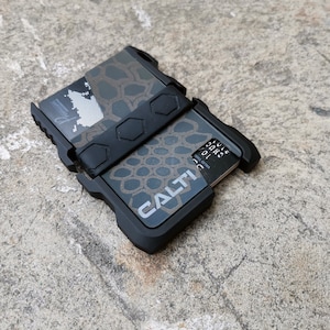 Tactical Black EDC Minimalist Slim Wallet von CALTI, RFID Protect, Herren Brieftasche, Visitenkartenhalter, Vordertasche Brieftasche, taktische Brieftasche