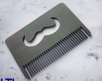 Custom Titanium Mustache Comb, EDC Wallet Tool