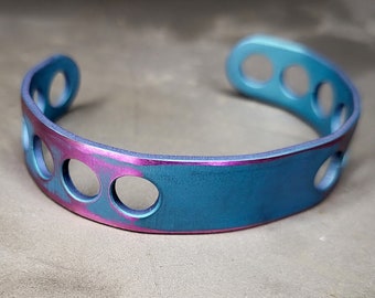 Two-Tone Titanium Cuff Bracelet: Hypoallergenic Anodized Design