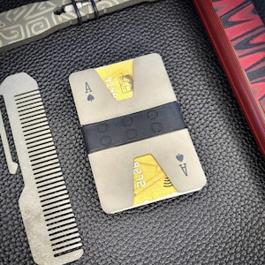 Calti - Titanium minimalistische portemonnee-kaarthouder, voor mannen en vrouwen, RFID-blokkering, geschenkdoos, slank ontwerp voor 1-10 kaarten en contant geld