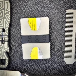 Calti - Porte-cartes portefeuille minimaliste en titane, pour homme et femme, blocage RFID, boîte cadeau, design fin pour 1 à 10 cartes et espèces
