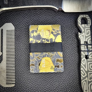 Calti - Porta carte di credito minimalista in titanio, per uomo e donna, blocco RFID, confezione regalo, design sottile per 1-10 carte e contanti