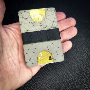Calti - Porta carte di credito minimalista in titanio, per uomo e donna, blocco RFID, confezione regalo, design sottile per 1-10 carte e contanti