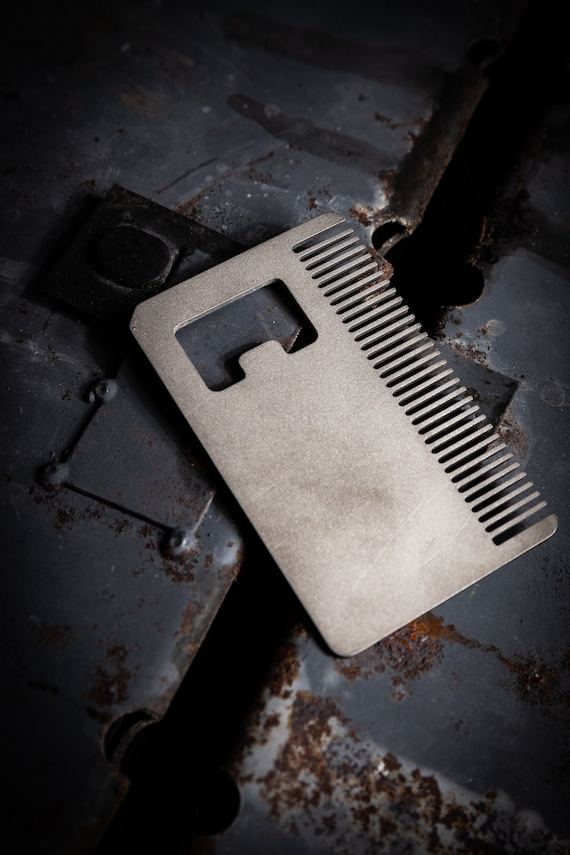 Titanium Mustache Comb, Credit Card Size EDC Tool