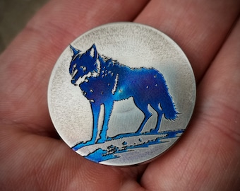 Titanium Worry Coin - Wolf Haptic Fidget Toy