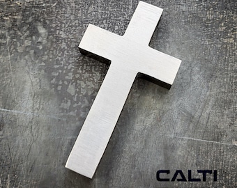 Big Titanium Custom Hand Crafted Cross, Minimalist Hypoallergic Christian Accessory Necklace or Keychain