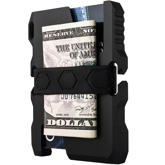 Portafoglio Uomo In Metallo Sottile Con Blocco RFID - Porta Carte Di Credito E Contanti Con Supporto Per Airtag (Airtag Non Incluso) - Nero Minimalista Tattico