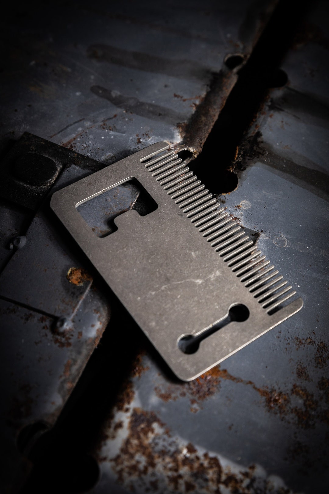 Titanium Card Size Beard Comb from Calti, edc tool, tactical tool, edc, every day carry, titanium edc, tactical edc, beard comb, comb