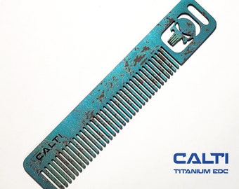 Calti Titanium Travel Comb, Punisher Design, EDC Tool