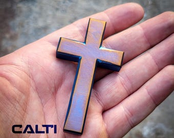 Big Titanium Custom Hand Crafted Cross, Hypoallergic Christian Accessory, Necklace or Keychain
