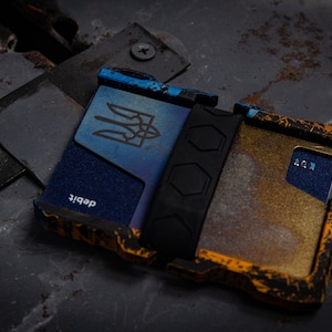 Ukrainische Taktische EDC Minimalistische Geldbörse von CALTI, RFID-Schutz, Herren Portemonnaie, Visitenkartenhalter, Front pocket Wallet, Sparkle Wallet
