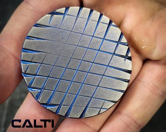 Solid Titanium Worry Coin - Hand-Crafted 50mm (2in) - 5.5mm Thick Haptic Fidget, Personalized Men's Gift