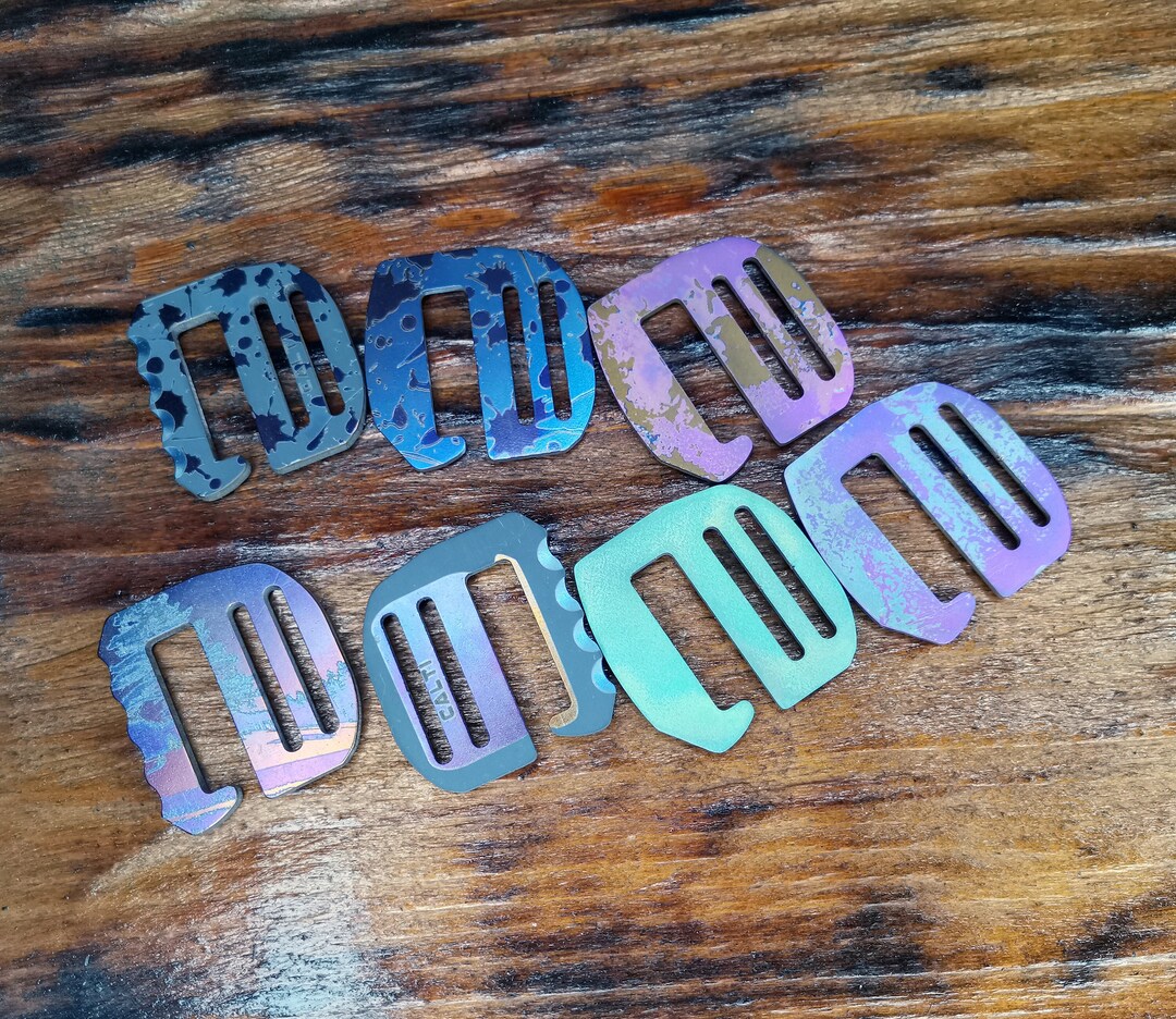 Custom Splash Anodized Titanium G Hook Buckle 25mm, Tri Bar Buckles G Hook Adjuster Slider