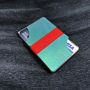 Portafoglio porta carte minimalista in titanio anodizzato, per uomo e donna, blocco RFID, confezione regalo, design sottile per 1-10 carte e contanti