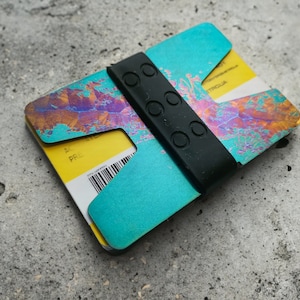 Aangepaste splash geanodiseerde titanium minimalistische portemonnee-kaarthouder, voor mannen en vrouwen, RFID-blokkering, geschenkdoos, slank ontwerp voor kaarten en contant geld
