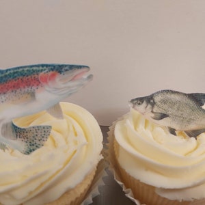 12 essbare Fisch Tortenstecker auf Reiskartenpapier