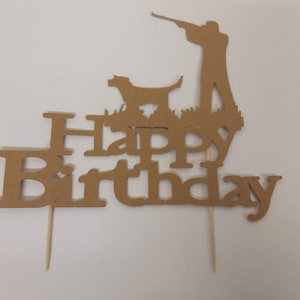 Décoration de carte de joyeux anniversaire Gun and Gundog pour gâteau