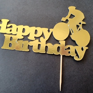 Gold Geburtstagskarte Tortenstecker Radfahrer Happy Birthday