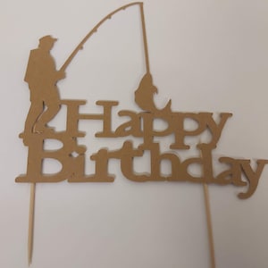 Topper de pastel de cartón feliz cumpleaños pescador
