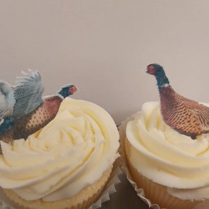 Adornos comestibles para tarjetas de arroz con forma de faisanes y perros de caza para cupcakes
