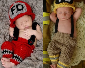 free newborn firefighter crochet outfit pattern